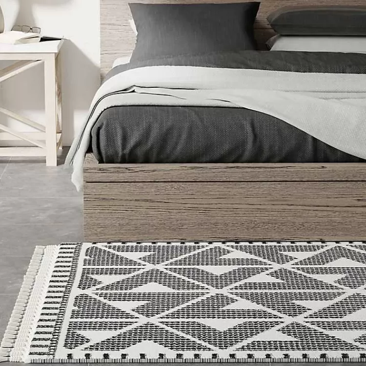 black__white_geometric_shag_area_rug_x_3.webp & White Geometric Shag Area Rug, 8x10>Kirklands Home New