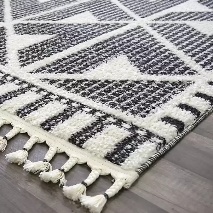 black__white_geometric_shag_area_rug_x_4.webp & White Geometric Shag Area Rug, 8x10>Kirklands Home New