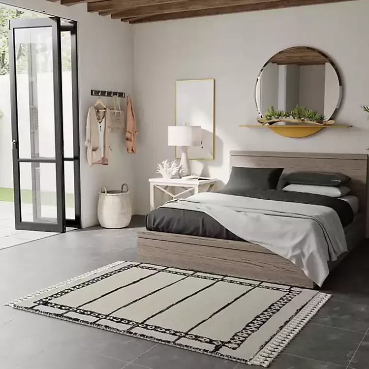 & White Striped Block Border Area Rug, 8x10>Kirklands Home Cheap