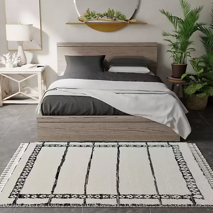black__white_striped_block_border_area_rug_x_2.webp & White Striped Block Border Area Rug, 8x10>Kirklands Home Cheap