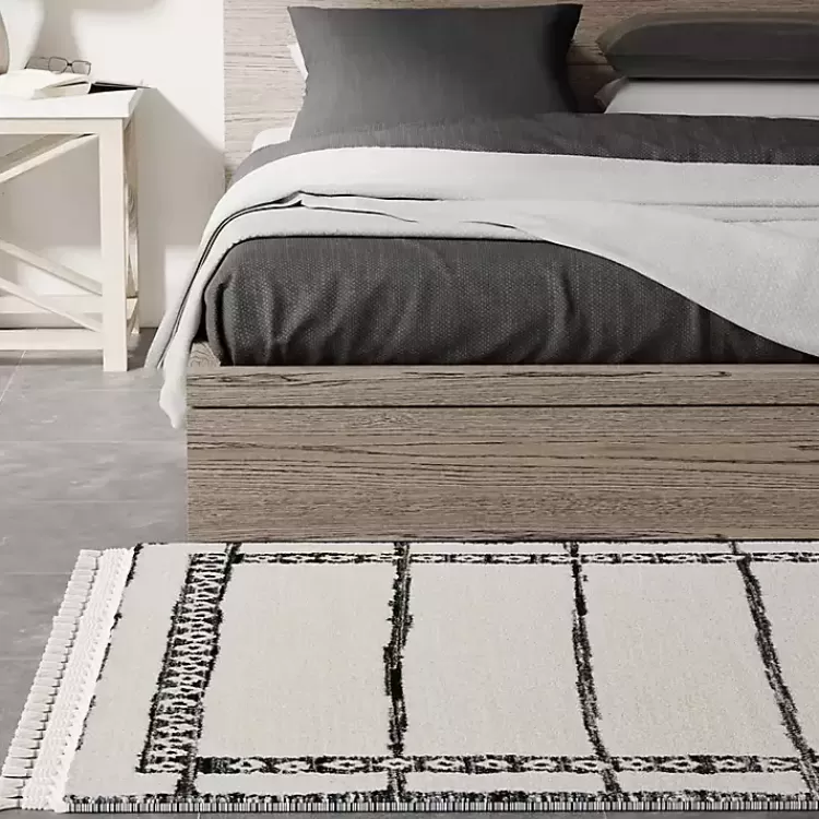 black__white_striped_block_border_area_rug_x_3.webp & White Striped Block Border Area Rug, 8x10>Kirklands Home Cheap