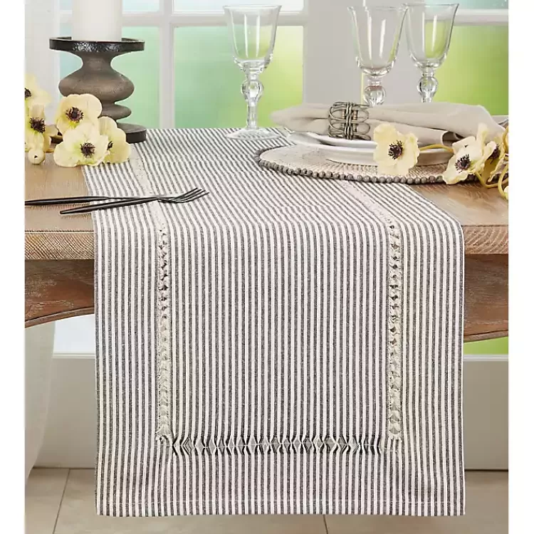 black__white_striped_table_runner__in_2.webp Black & White Striped Table Runner, 90 in.>Kirklands Home Flash Sale