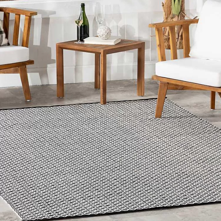 black__white_trellis_indooroutdoor_rug_x_8-1.webp Black & White Trellis Indoor/Outdoor Rug, 6x9>Kirklands Home Outlet