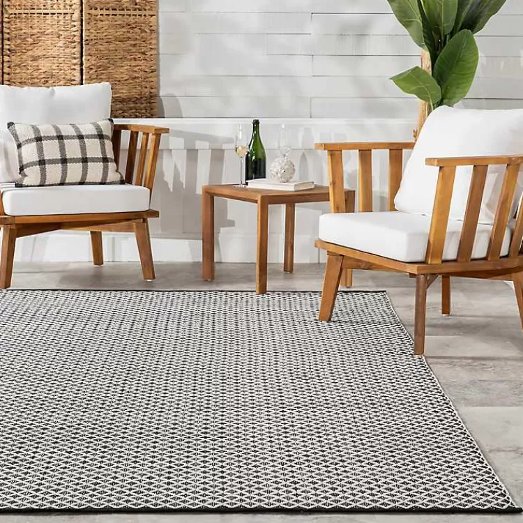 black__white_trellis_indooroutdoor_runner_x_7.webp Black & White Trellis Indoor/Outdoor Runner, 3x8>Kirklands Home Best