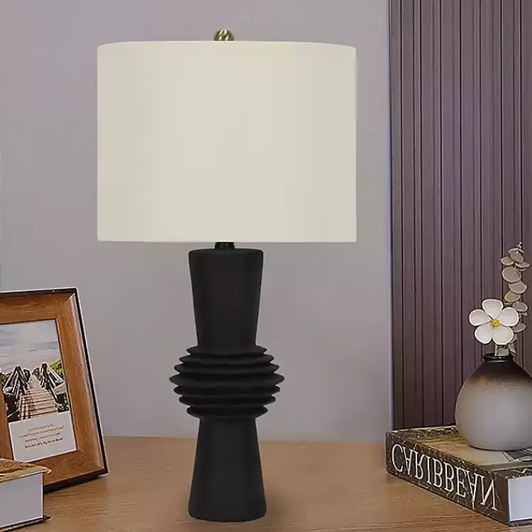Black Abstract Column Table Lamp>Kirklands Home Cheap