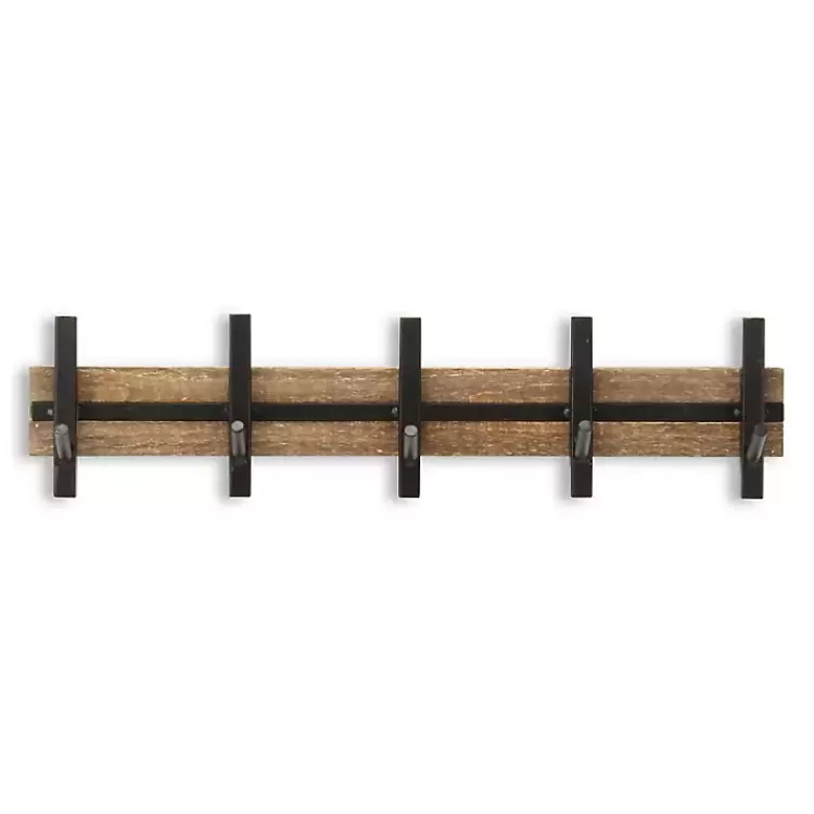Black and Brown 5-Hook Coat Rack>Kirklands Home Fashion