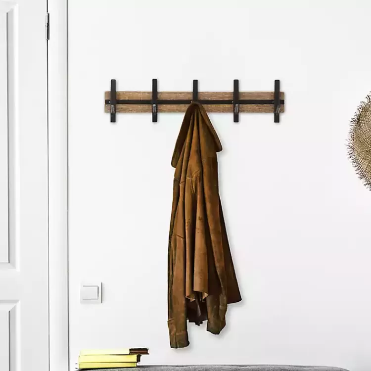 Black and Brown 5-Hook Coat Rack>Kirklands Home Fashion