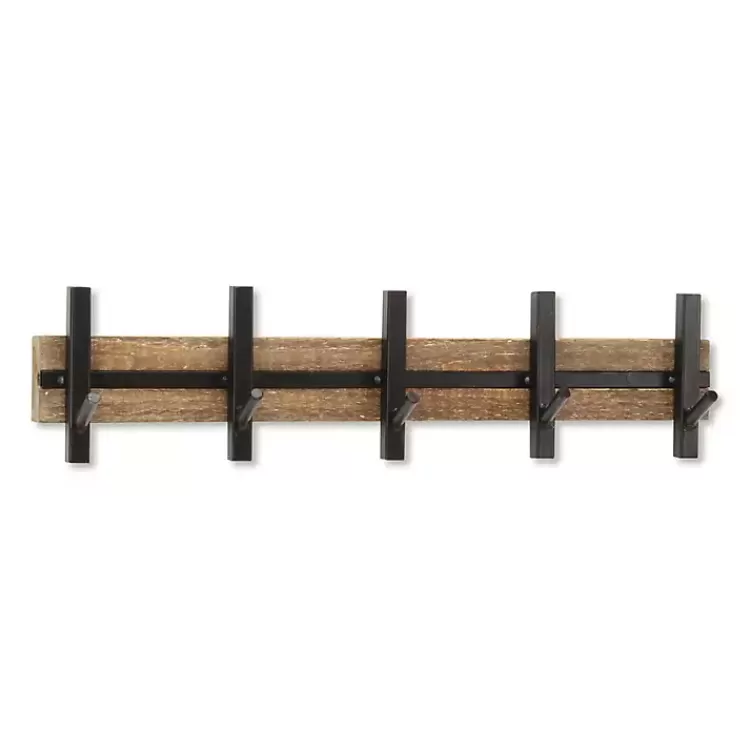 black_and_brown_hook_coat_rack_2.webp Black and Brown 5-Hook Coat Rack>Kirklands Home Fashion