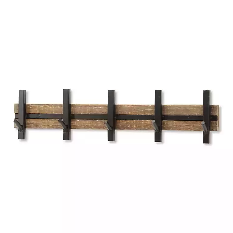 black_and_brown_hook_coat_rack_3.webp Black and Brown 5-Hook Coat Rack>Kirklands Home Fashion