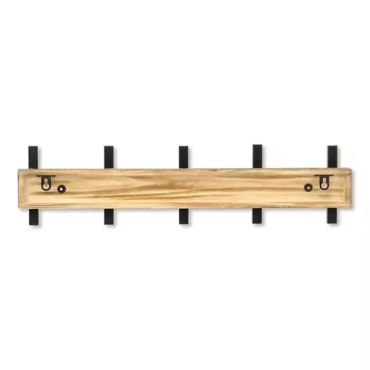 black_and_brown_hook_coat_rack_4.webp Black and Brown 5-Hook Coat Rack>Kirklands Home Fashion