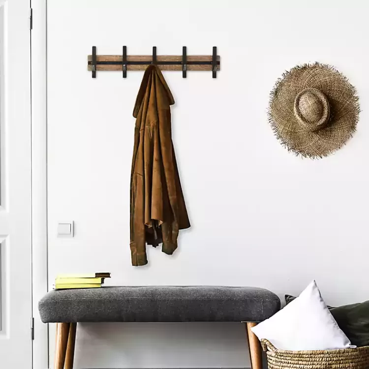 black_and_brown_hook_coat_rack_7.webp Black and Brown 5-Hook Coat Rack>Kirklands Home Fashion