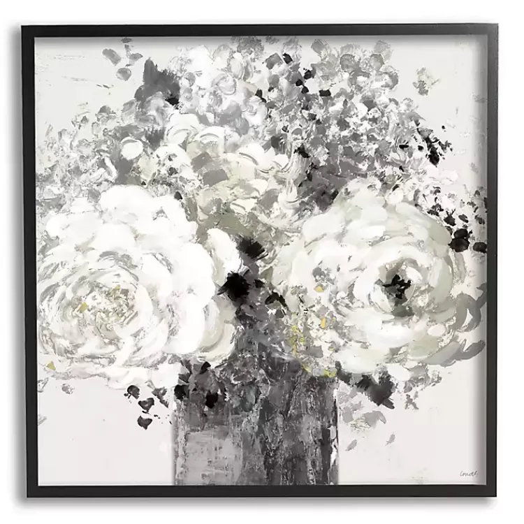 Black and Cream Abstract Floral Canvas Art Print>Kirklands Home Fashion