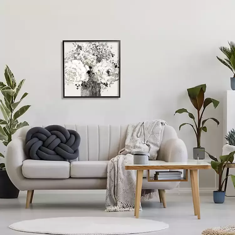Black and Cream Abstract Floral Canvas Art Print>Kirklands Home Fashion