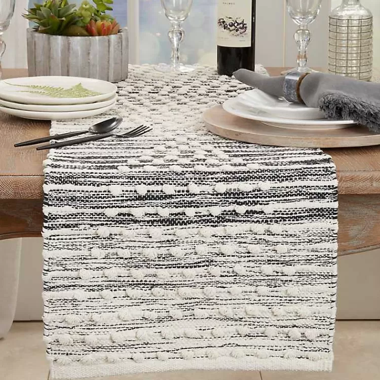 black_and_cream_textured_diamonds_table_runner_2.webp and Cream Textured Diamonds Table Runner>Kirklands Home Store