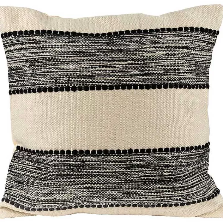 Black and Cream Textured Indoor/Outdoor Pillow>Kirklands Home Fashion