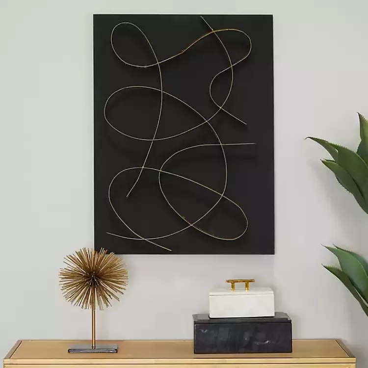 Black and Gold Abstract Wall Plaque>Kirklands Home Clearance