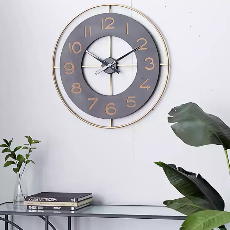 Black and Gold Open Frame Axis Clock>Kirklands Home Discount