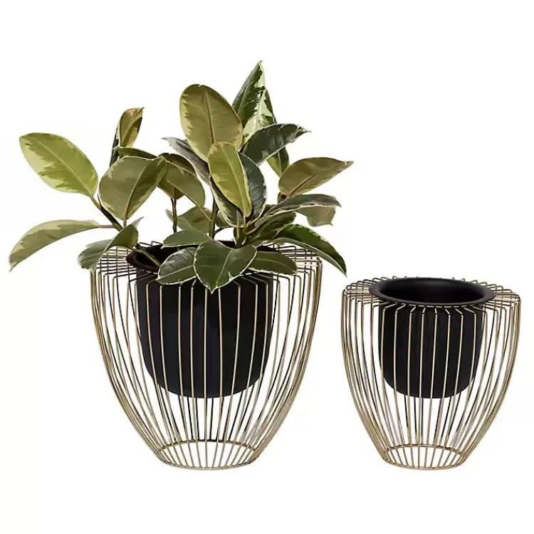 Black and Gold Open Frame Planters, Set of 2>Kirklands Home Discount
