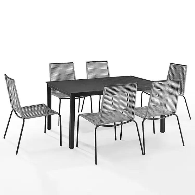 Black and Gray Rope 7-pc. Outdoor Dining Set>Kirklands Home Store