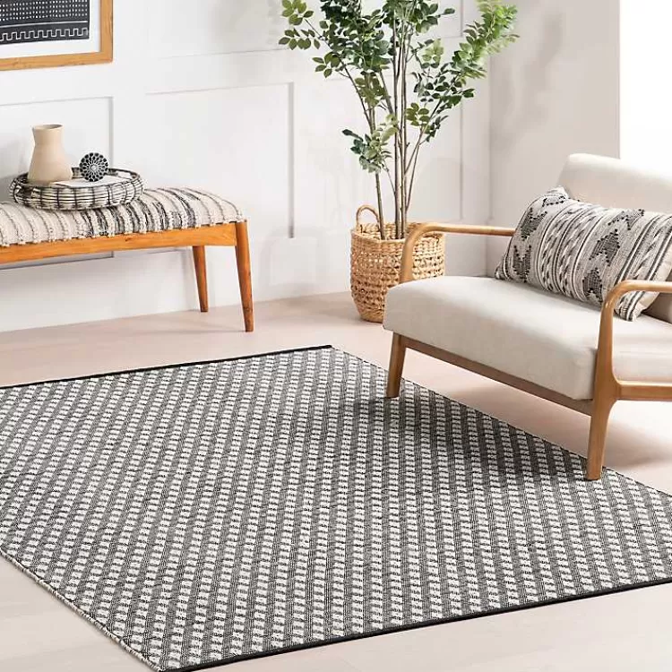 Black and Ivory Dainty Diamond Area Rug, 5x8>Kirklands Home Hot