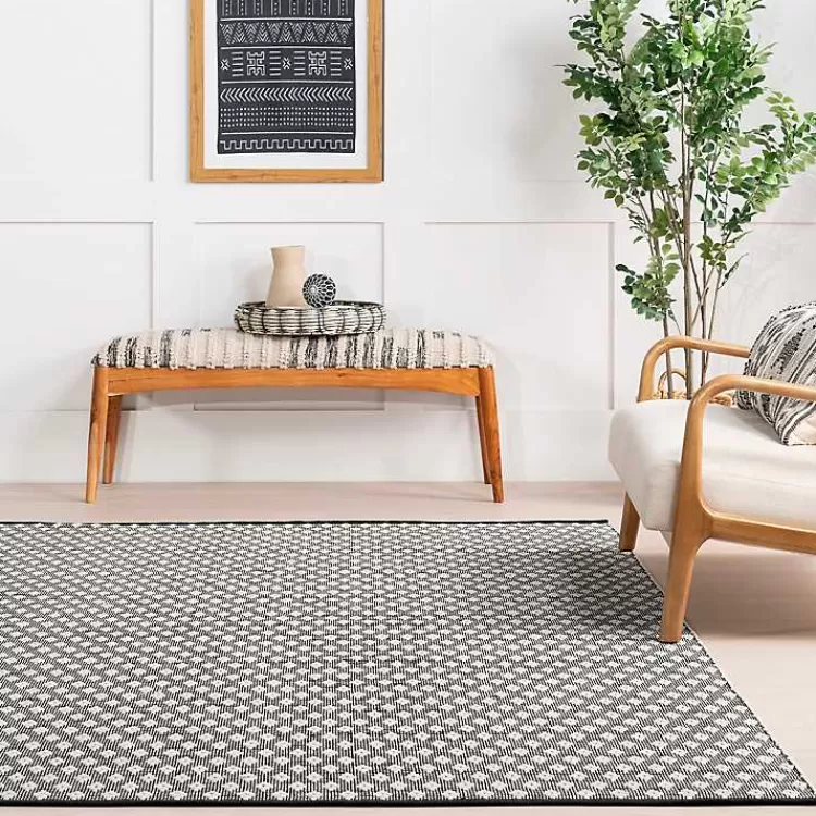 black_and_ivory_dainty_diamond_area_rug_x_7-1.webp Black and Ivory Dainty Diamond Area Rug, 5x8>Kirklands Home Hot