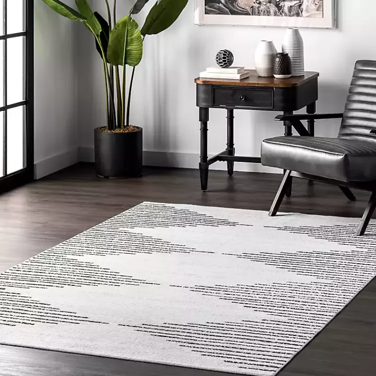 Black and Ivory Diamond Washable Area Rug, 4x6>Kirklands Home Fashion