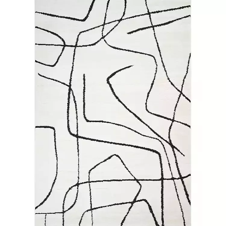 Black and Ivory Monotone Geo Area Rug, 5x7>Kirklands Home Cheap