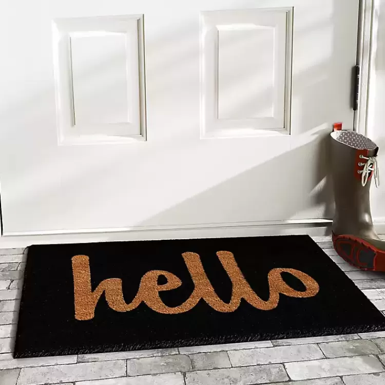 Black and Natural Coir Hello Doormat, 36x24 in.>Kirklands Home Fashion