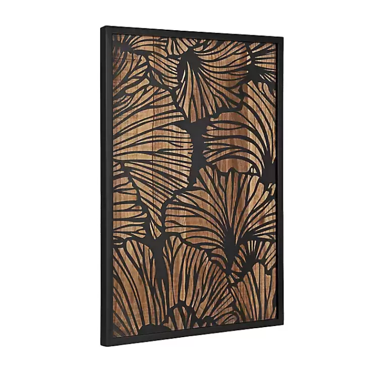 Black and Natural Wood Botanical Wall Plaque>Kirklands Home Shop