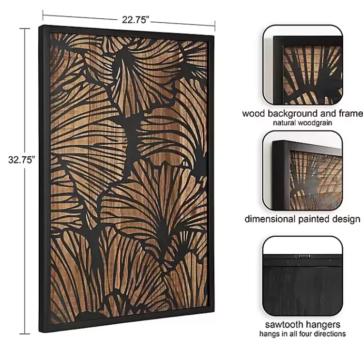 Black and Natural Wood Botanical Wall Plaque>Kirklands Home Shop
