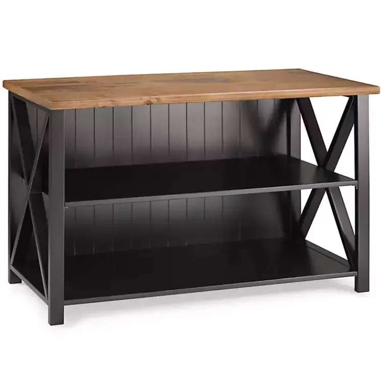 Black and Rustic Oak Wood Farmhouse Console Table>Kirklands Home Fashion