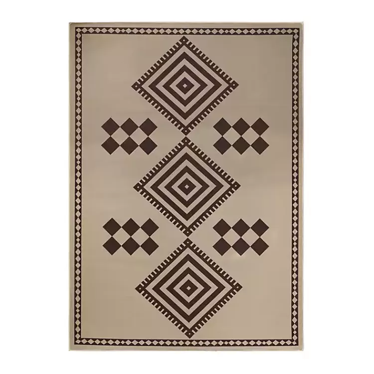 Black and Tan Kilim Washable Area Rug, 5x7>Kirklands Home Outlet
