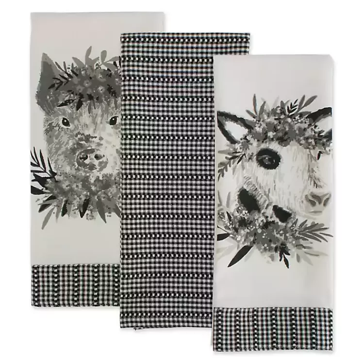 Black and White Animal Kitchen Towels, Set of 3>Kirklands Home Online