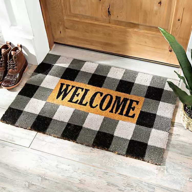 Black and White Buffalo Check Doormat>Kirklands Home Sale