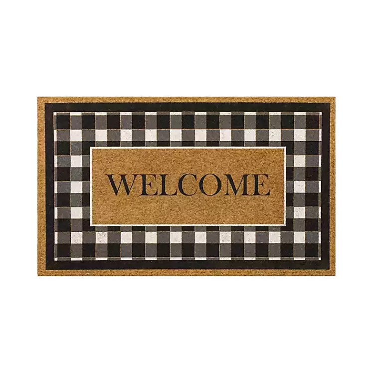 Black and White Buffalo Check Welcome Doormat>Kirklands Home Flash Sale