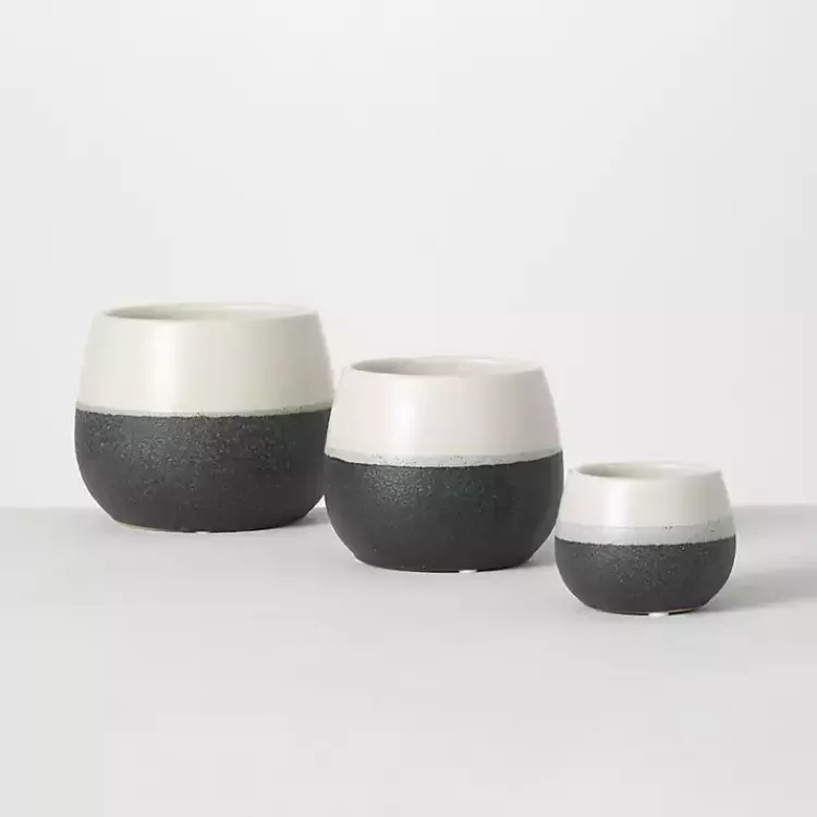 Black and White Ceramic Planters, Set of 3>Kirklands Home Store