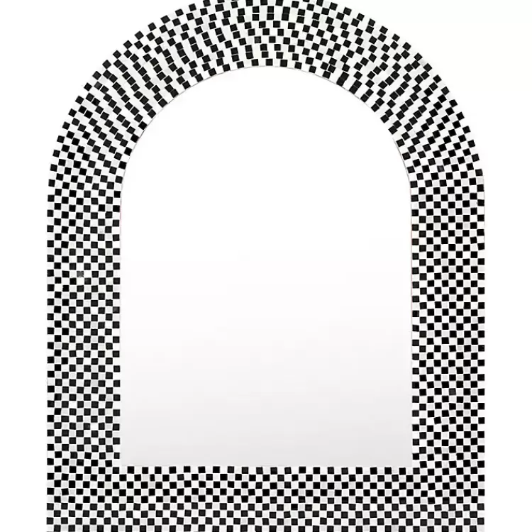 Black and White Checkered Arch Wall Mirror>Kirklands Home Outlet
