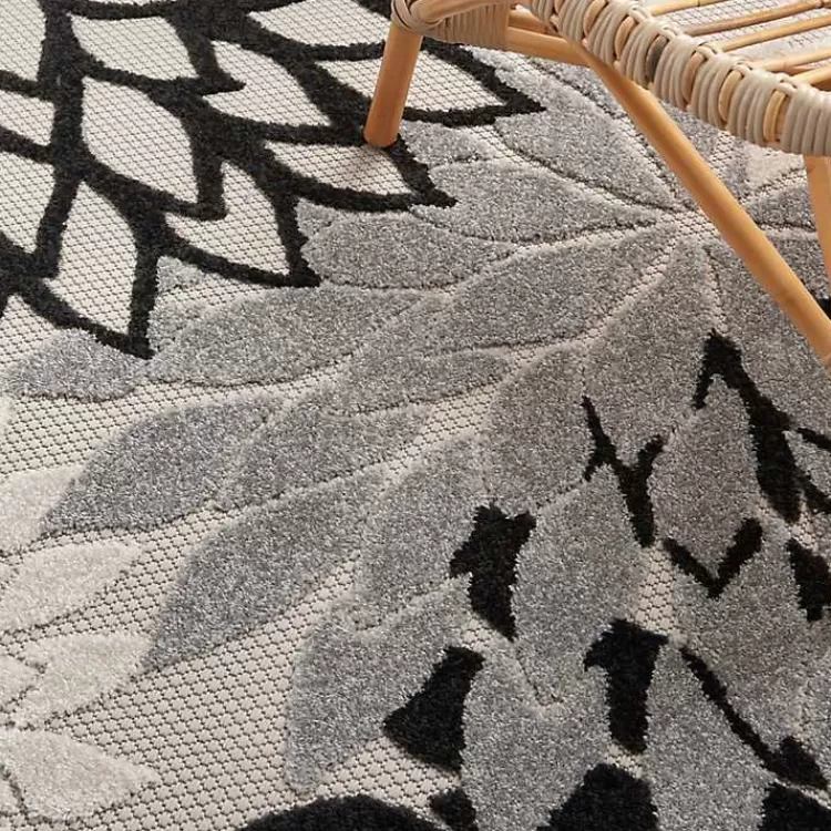 Black and White Floral Outdoor Area Rug, 5x7>Kirklands Home Hot