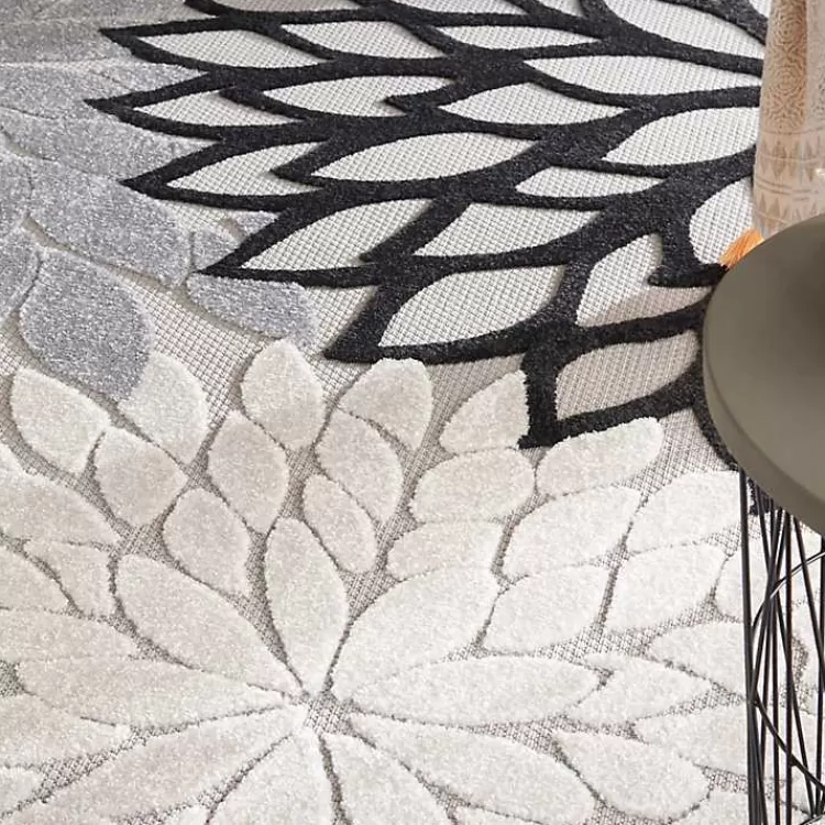 black_and_white_floral_outdoor_area_rug_x_6.webp Black and White Floral Outdoor Area Rug, 7x10>Kirklands Home Hot