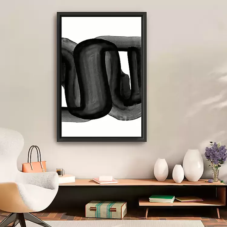 Black and White Flow Bend Framed Canvas Art Print>Kirklands Home Hot