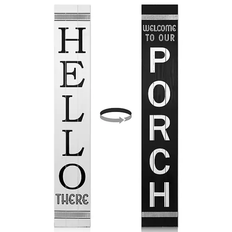 Black and White Hello There Porch Board>Kirklands Home Clearance