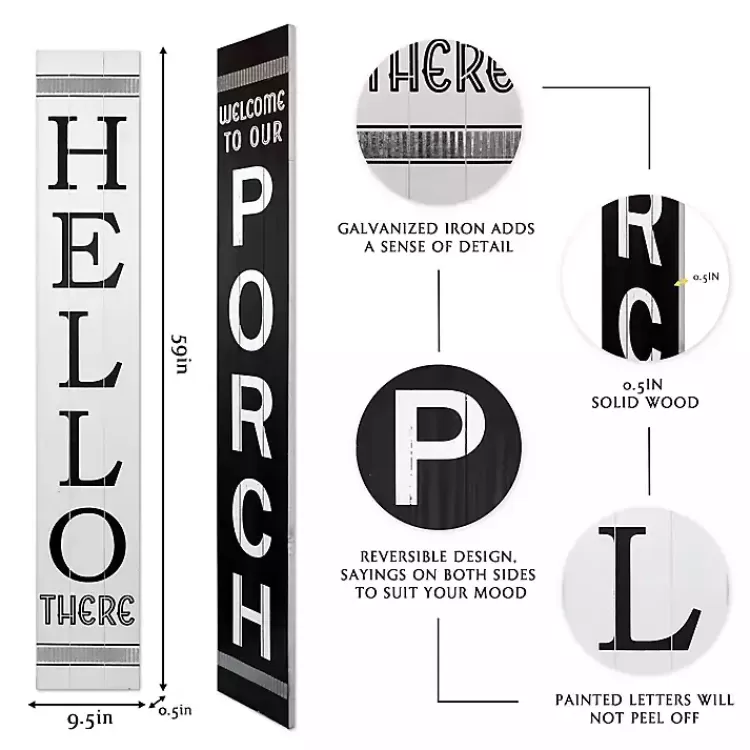 Black and White Hello There Porch Board>Kirklands Home Clearance