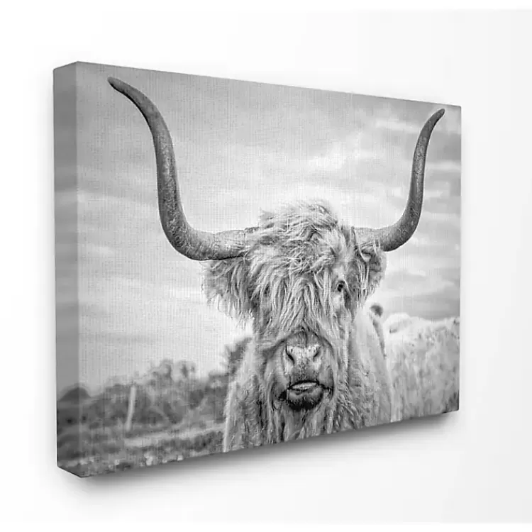 Black and White Highland Cow Canvas Art Print>Kirklands Home Cheap
