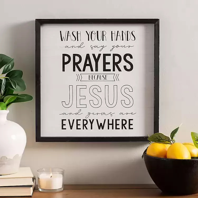 Black and White Jesus and Germs Plaque>Kirklands Home Sale