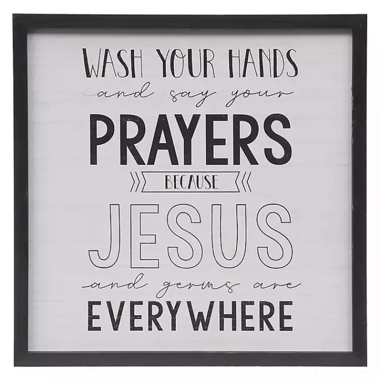 Black and White Jesus and Germs Plaque>Kirklands Home Sale