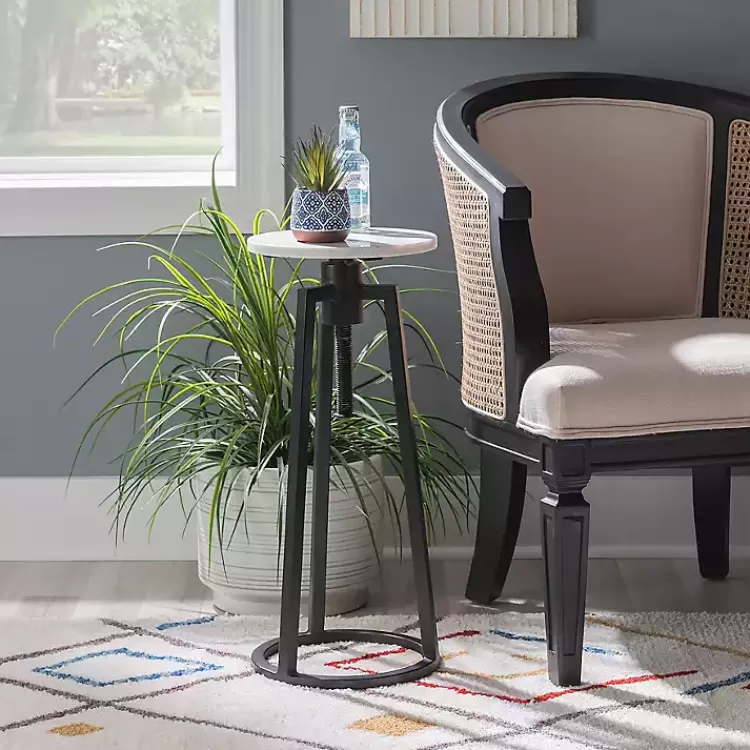 Black and White Marble Adjustable Drink Table>Kirklands Home Cheap