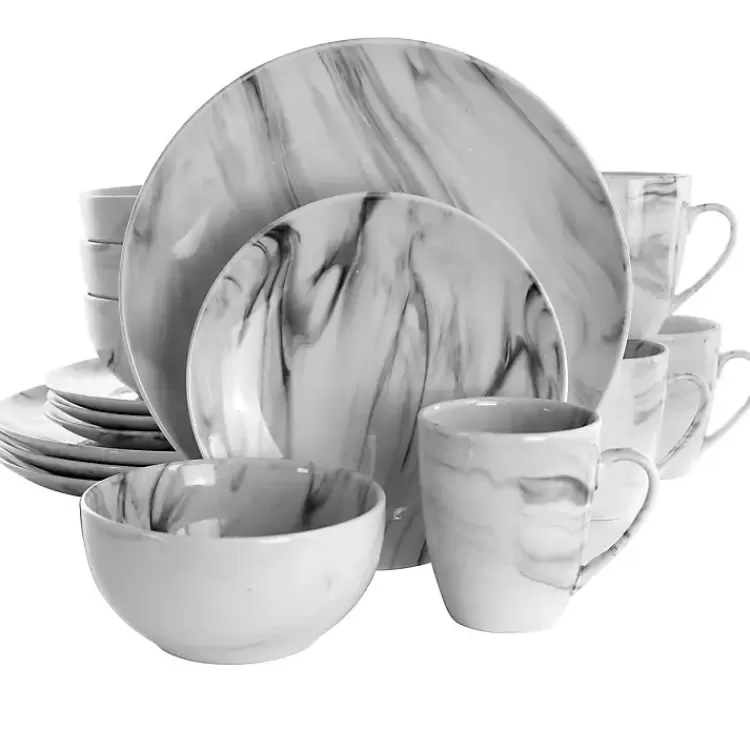 Black and White Marble 16-pc. Dinnerware Set>Kirklands Home Best Sale