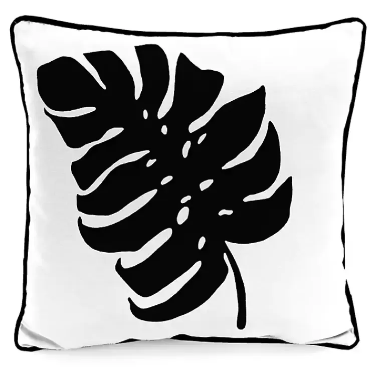Black and White Palm Leaf Outdoor Pillow>Kirklands Home Best