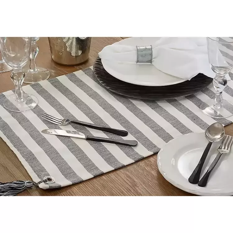 black_and_white_rustic_stripe_tassel_table_runner_4.webp Black and White Rustic Stripe Tassel Table Runner>Kirklands Home Best