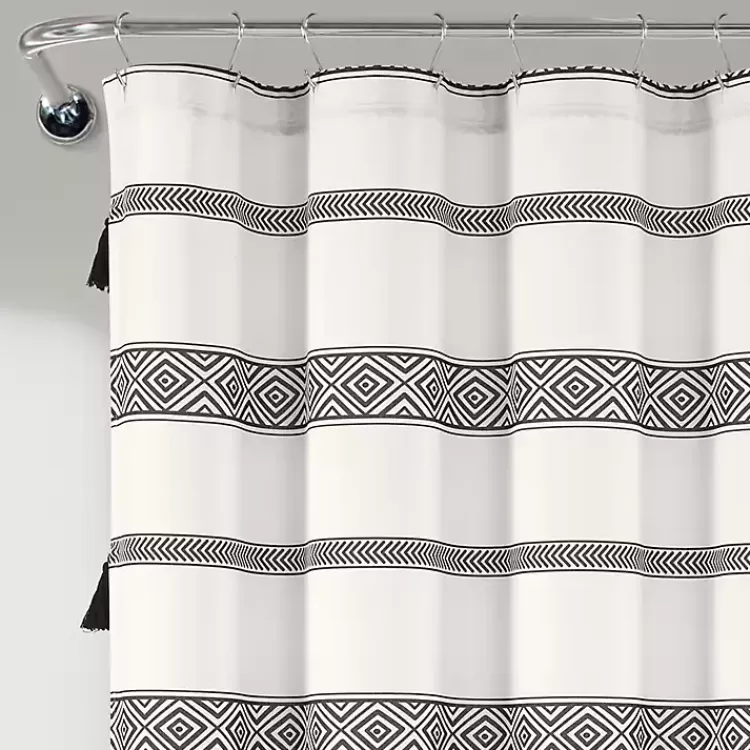 Black and White Striped Boho Shower Curtain>Kirklands Home Discount